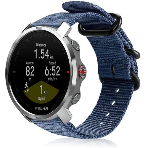 Nylon Buckle Strap, blue, on a watch, 3/4 front view