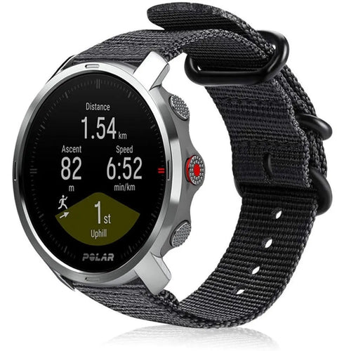 Nylon Buckle Strap, black, on a watch, 3/4 front view