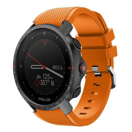 Twill Silicone Strap, orange, on a watch, 3/4 front view