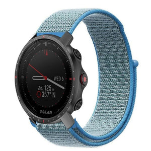 Nylon Strap, blue, on a watch, 3/4 front view