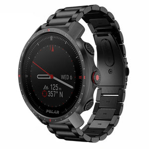 Steel Strap, black, on a watch, 3/4 front view