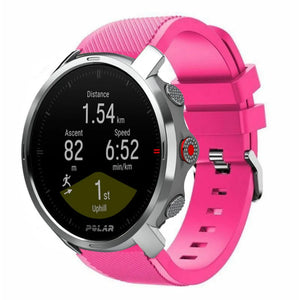 Twill Silicone Strap, bright pink, on a watch, 3/4 front view
