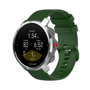 Premium Silicone Strap, green, on a watch, 3/4 front view