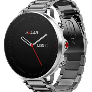 Titanium Strap, graphite, on a watch, 3/4 front view