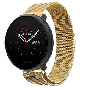 Milanese Strap, gold, on a watch, 3/4 front view