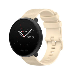 Premium Silicone Strap, beige, on a watch, 3/4 front view