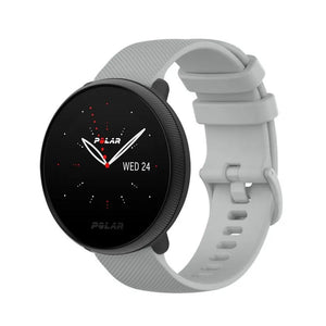 Premium Silicone Strap, grey, on a watch, 3/4 front view
