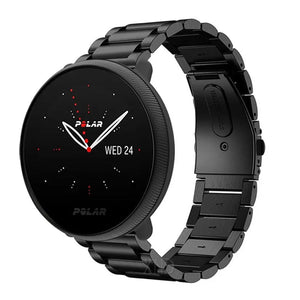 Steel Strap, black, on a watch, 3/4 front view
