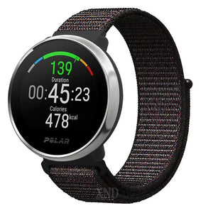 Nylon Strap, black, on a watch, 3/4 front view