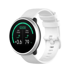 Premium Silicone Strap, white, on a watch, 3/4 front view