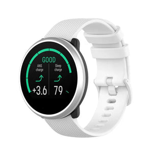 Premium Silicone Strap, white, on a watch, 3/4 front view