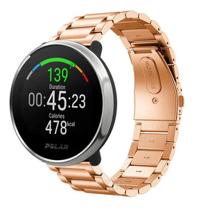 Steel Strap, rose gold, on a watch, 3/4 front view