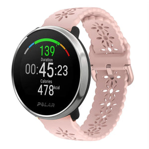 Patterned Silicone Strap, pink, on a watch, 3/4 front view