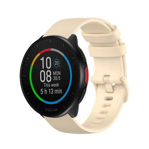 Premium Silicone Strap, beige, on a watch, 3/4 front view
