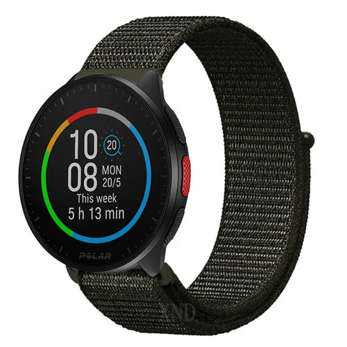 Nylon Strap, dark green, on a watch, 3/4 front view
