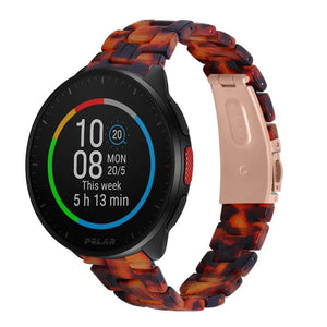 Metal Resin Strap, lava, on a watch, 3/4 front view