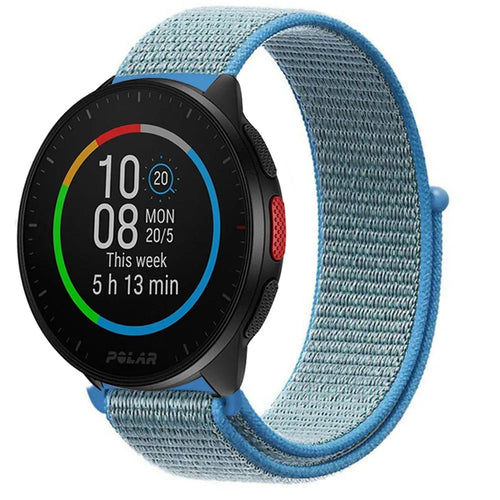 Nylon Strap, blue, on a watch, 3/4 front view