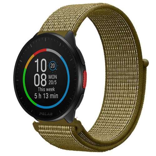 Nylon Strap, olive, on a watch, 3/4 front view