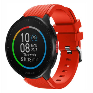 Twill Silicone Strap, red, on a watch, 3/4 front view