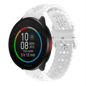 Patterned Silicone Strap, white, on a watch, 3/4 front view