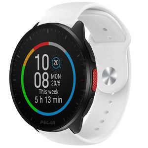 Silicone Sport Strap, white, on a watch, 3/4 front view