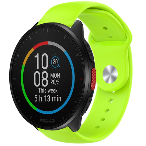 Silicone Sport Strap, light green, on a watch, 3/4 front view