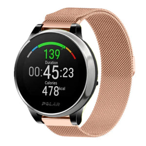 Milanese Strap, rose gold, on a watch, 3/4 front view