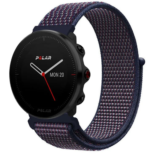 Nylon Strap, indigo, on a watch, 3/4 front view