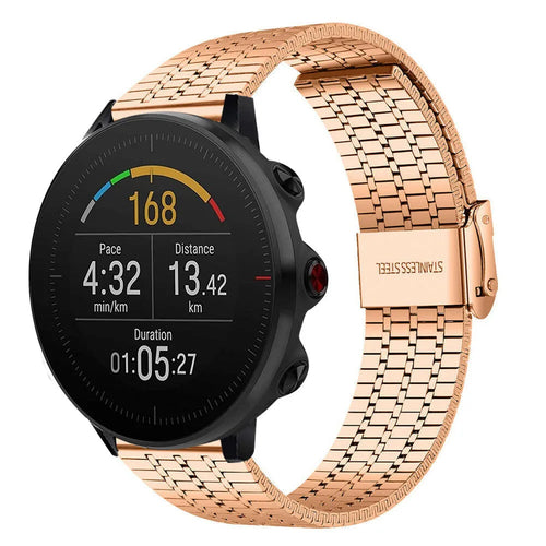 Fine Steel Strap, rose gold, on a watch, 3/4 front view