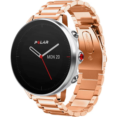 Steel Strap, rose gold, on a watch, 3/4 front view