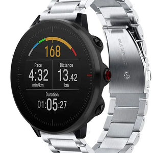 Titanium Strap, silver, on a watch, 3/4 front view