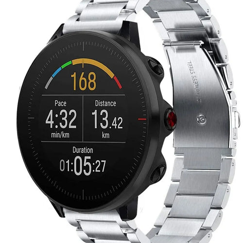 Titanium Strap, silver, on a watch, 3/4 front view