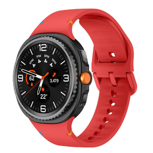 Silicone Strap, red, on a watch, 3/4 front view