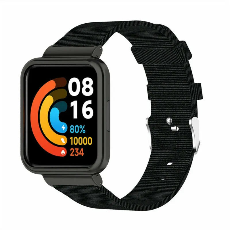 Nylon Canvas Strap, black, on a watch, 3/4 front view