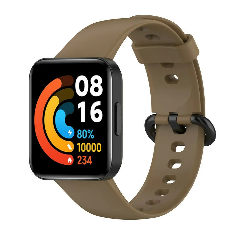 Silicone Strap, coffee, on a watch, 3/4 front view