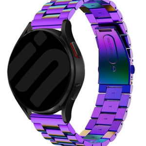 Steel Strap, pearlescent, on a watch, 3/4 front view