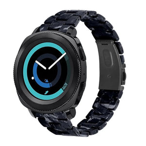 Metal Resin Strap, black/white, on a watch, 3/4 front view