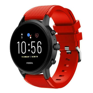 Twill Silicone Strap, red, on a watch, 3/4 front view