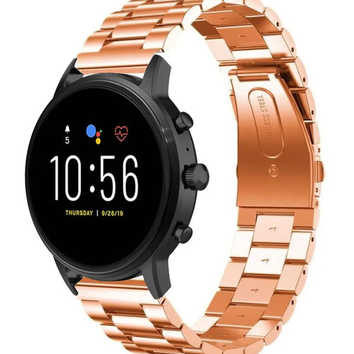 Steel Strap, rose gold, on a watch, 3/4 front view