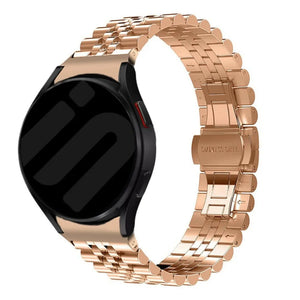 Jubilee Steel Strap, rose gold, on a watch, 3/4 front view