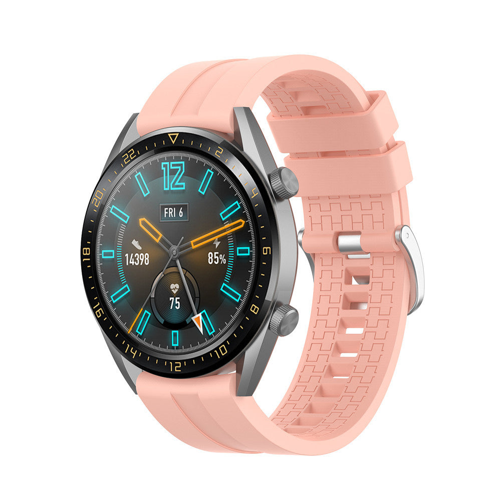 Silicone Strap 'Extreme', pink, on a watch, 3/4 front view