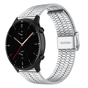 Fine Steel Strap, silver, on a watch, 3/4 front view