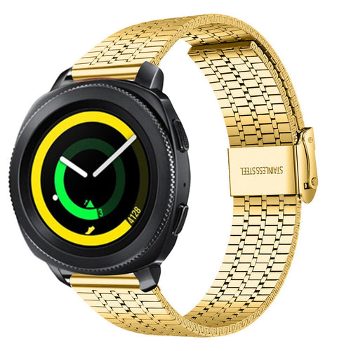 Fine Steel Strap, gold, on a watch, 3/4 front view