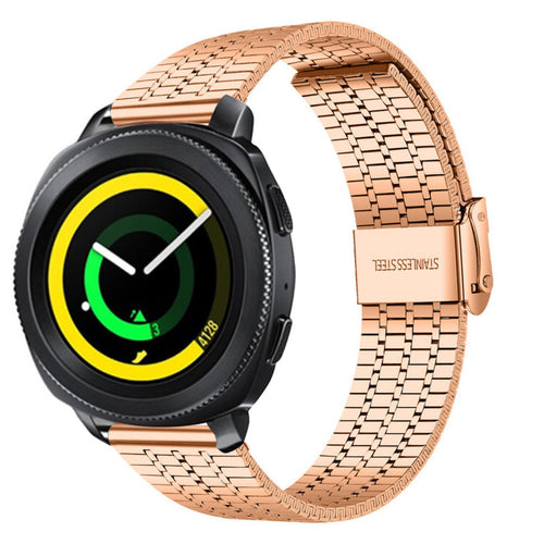 Fine Steel Strap, rose gold, on a watch, 3/4 front view