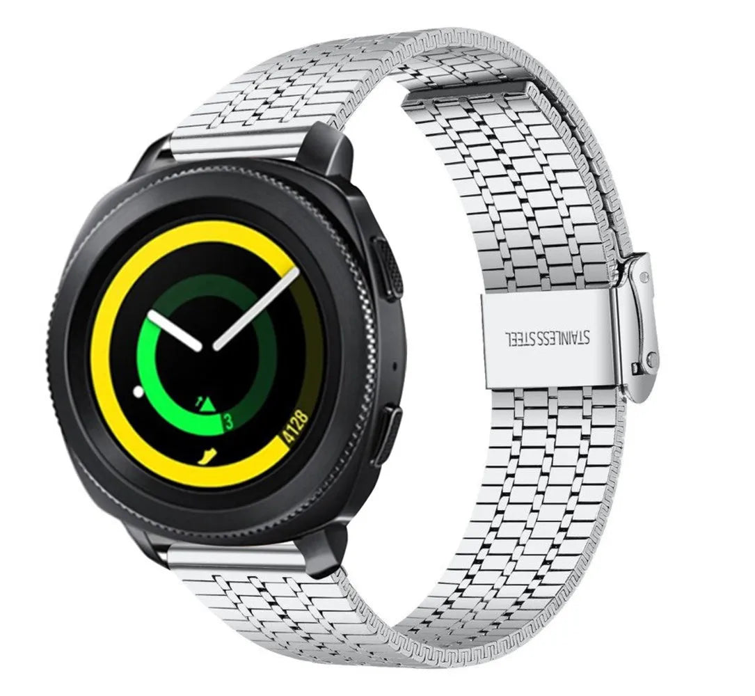 Fine Steel Strap, silver, on a watch, 3/4 front view