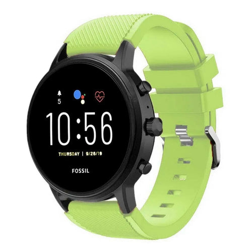 Twill Silicone Strap, light green, on a watch, 3/4 front view