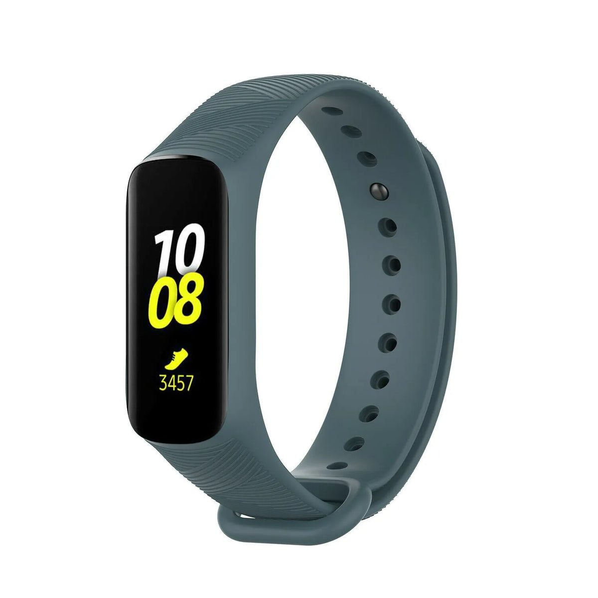 Silicone Strap, grey-blue, on a watch, 3/4 front view
