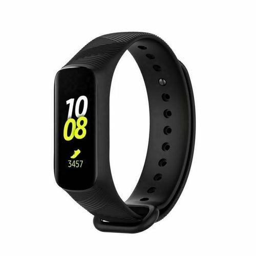 Silicone Strap, black, on a watch, 3/4 front view