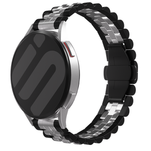 Jubilee Steel Strap, black/silver, on a watch, 3/4 front view