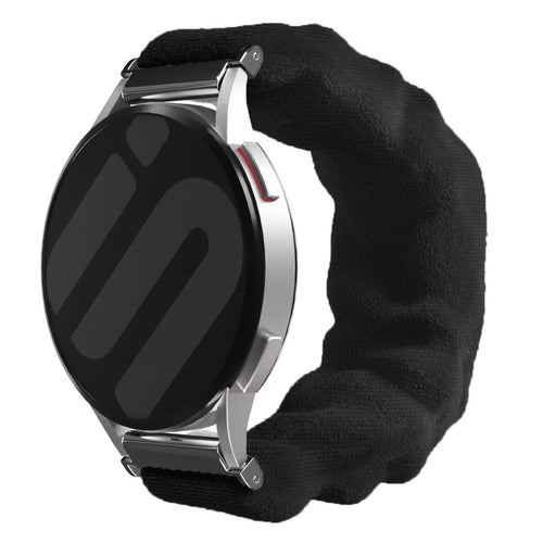 Nylon Scrunchie Strap, black, on a watch, 3/4 front view